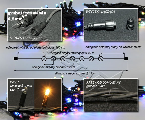 Lampki choinkowe lampki led 80 sznur w kolorze zielonym